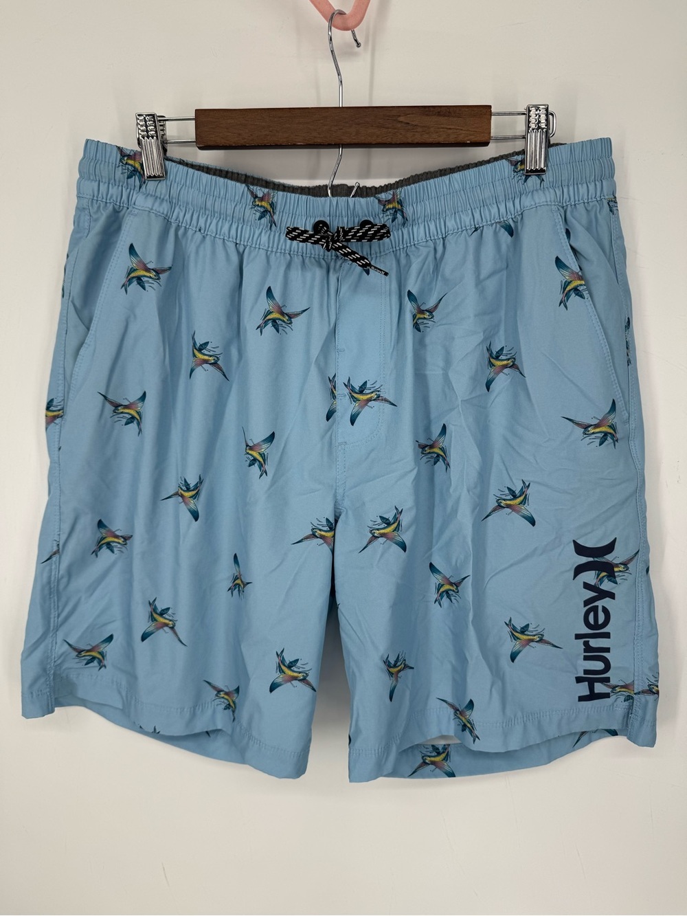 Hurley Men’s Blue Swordfish Swim Trunks Board Shorts Beach Surf Pool Size XL
